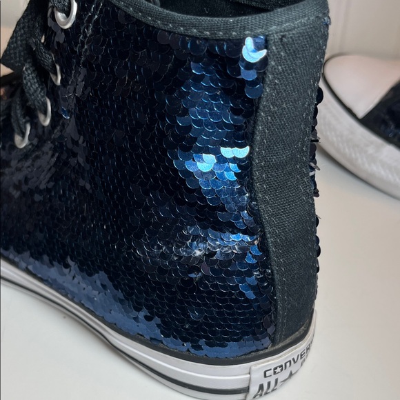 Converse Chuck Taylor All Star Women's Midnight Indigo Blue Sequin High-Tops - Picture 11 of 16